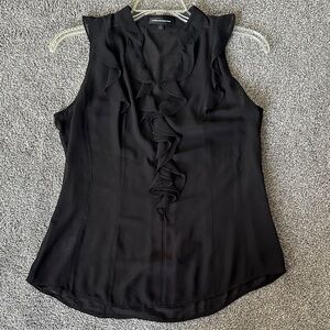 Express Black Ruffled Sleeveless Blouse